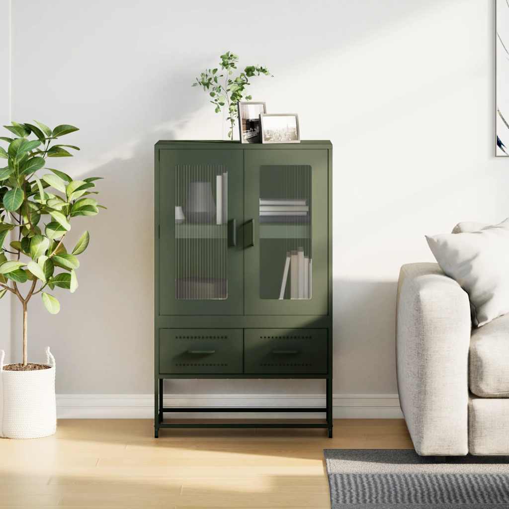 Visoka komoda maslinastozeleni 67 x 39 x 111,5 cm od čelika