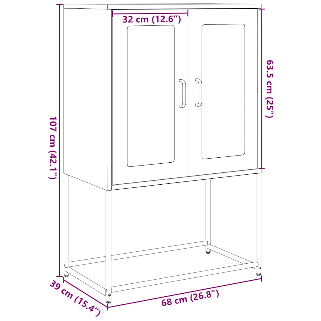 Visoka ploča crna 68x39x107 cm čelik