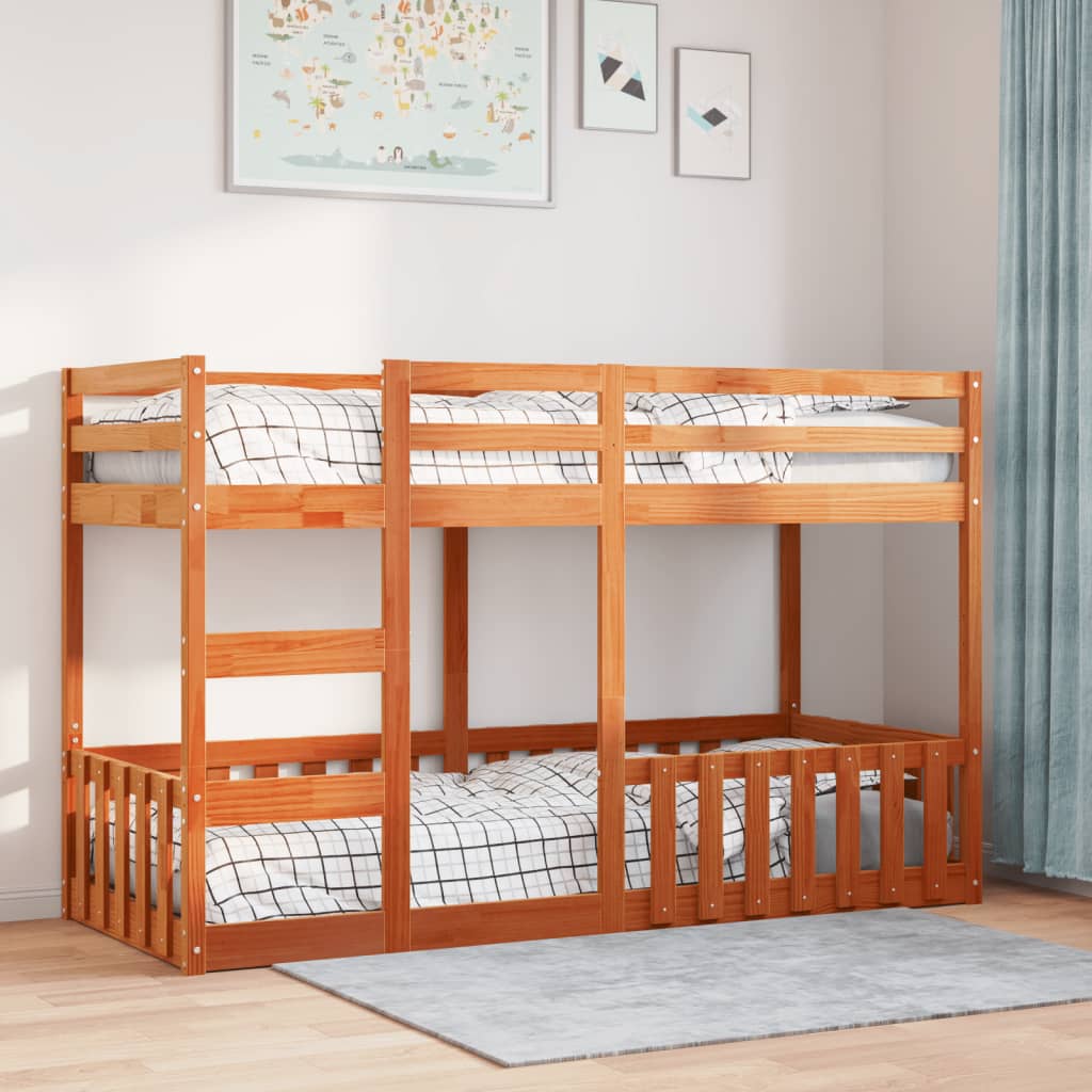 Krevet na kat voštano smeđi 75 x 190 cm od masivne borovine