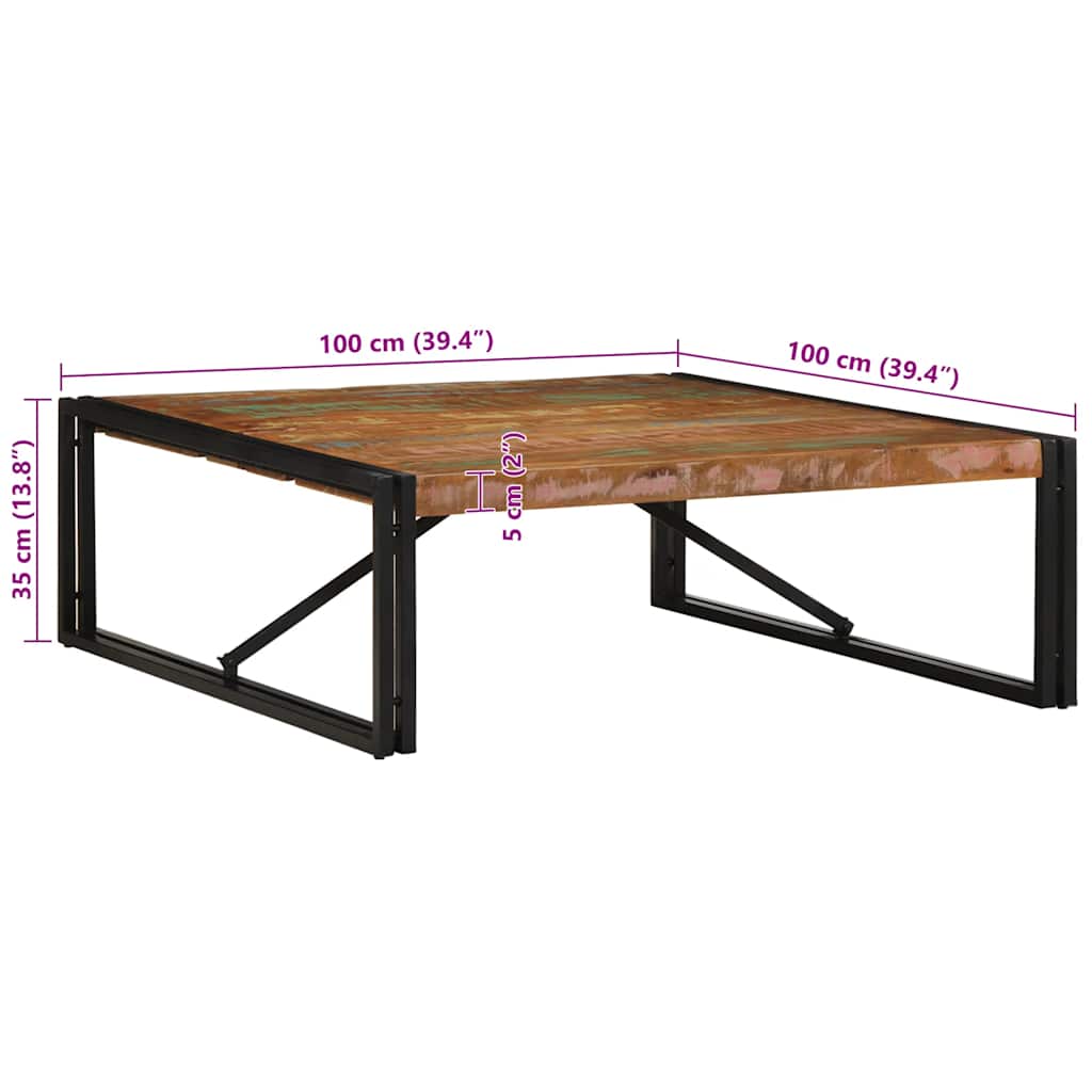 Stolić za kavu višebojna 100x100x35cm masivnog obnovljenog drva