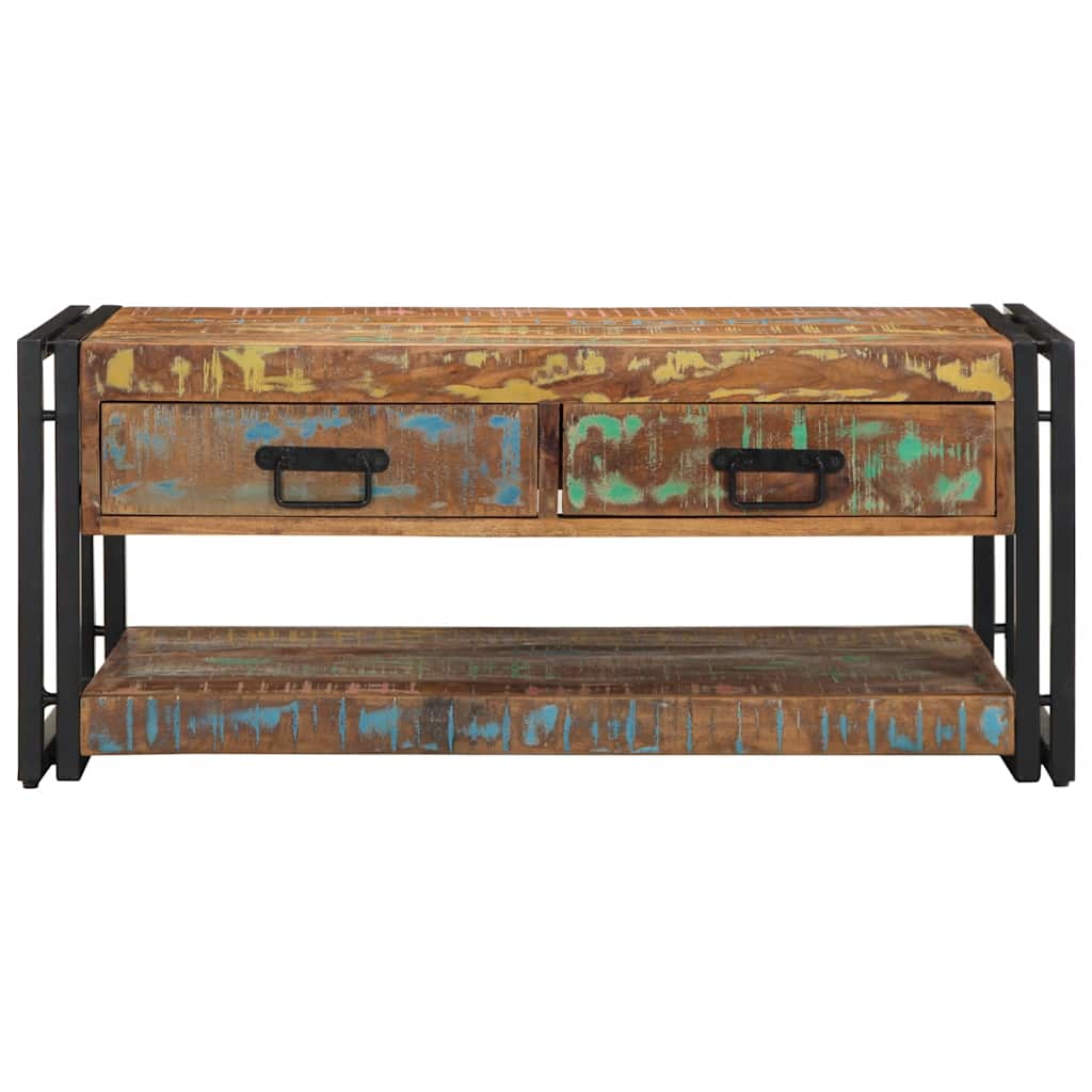 Višebojni stolić za kavu 90x50x38 cm puno drvo obrađeno