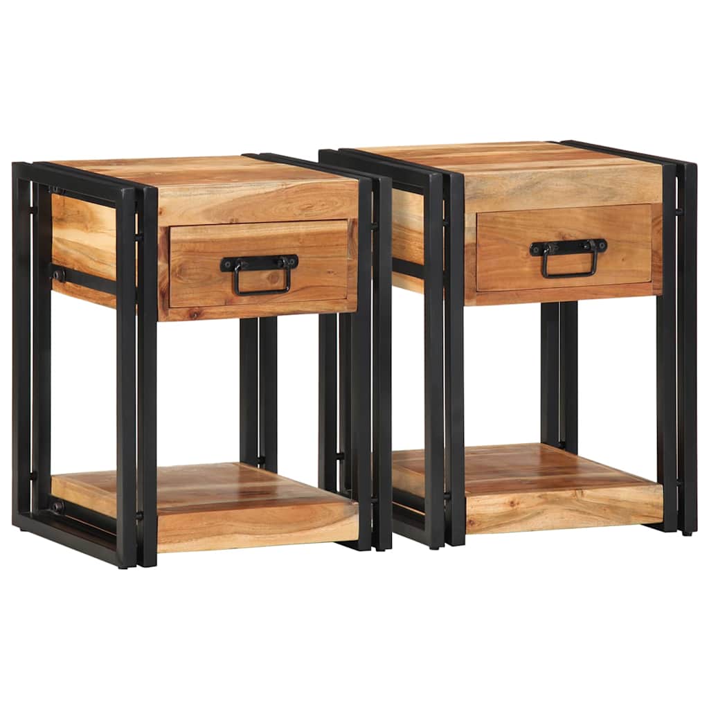 Noćni ormar 2 pcs Smeđa 40 x 35 x 50 cm Čvrsto drvo akacije