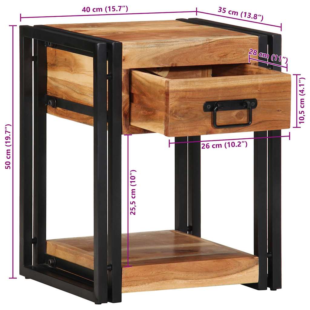 Noćni ormar 2 pcs Smeđa 40 x 35 x 50 cm Čvrsto drvo akacije