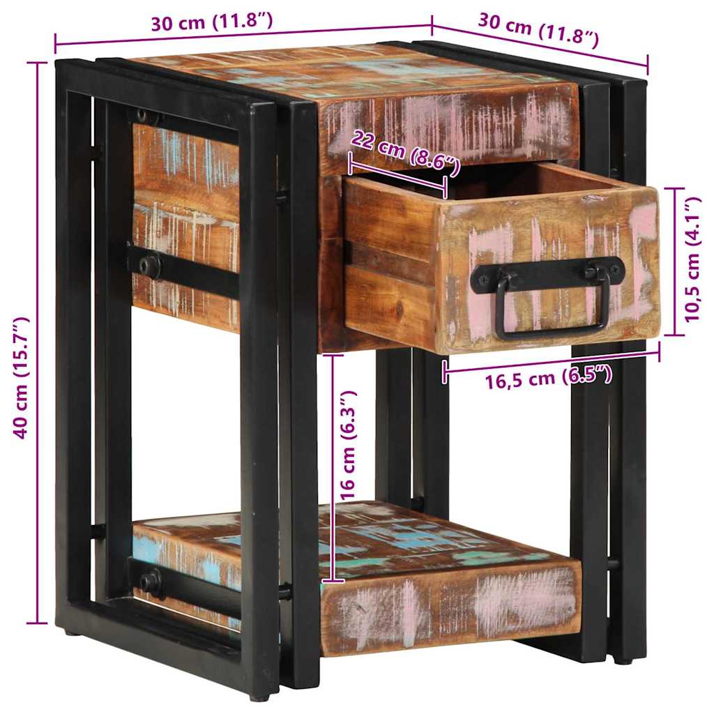 Noćni ormar 2 pcs 30 x 30 x 40 cm Čvrsto drvo iz reciklaže
