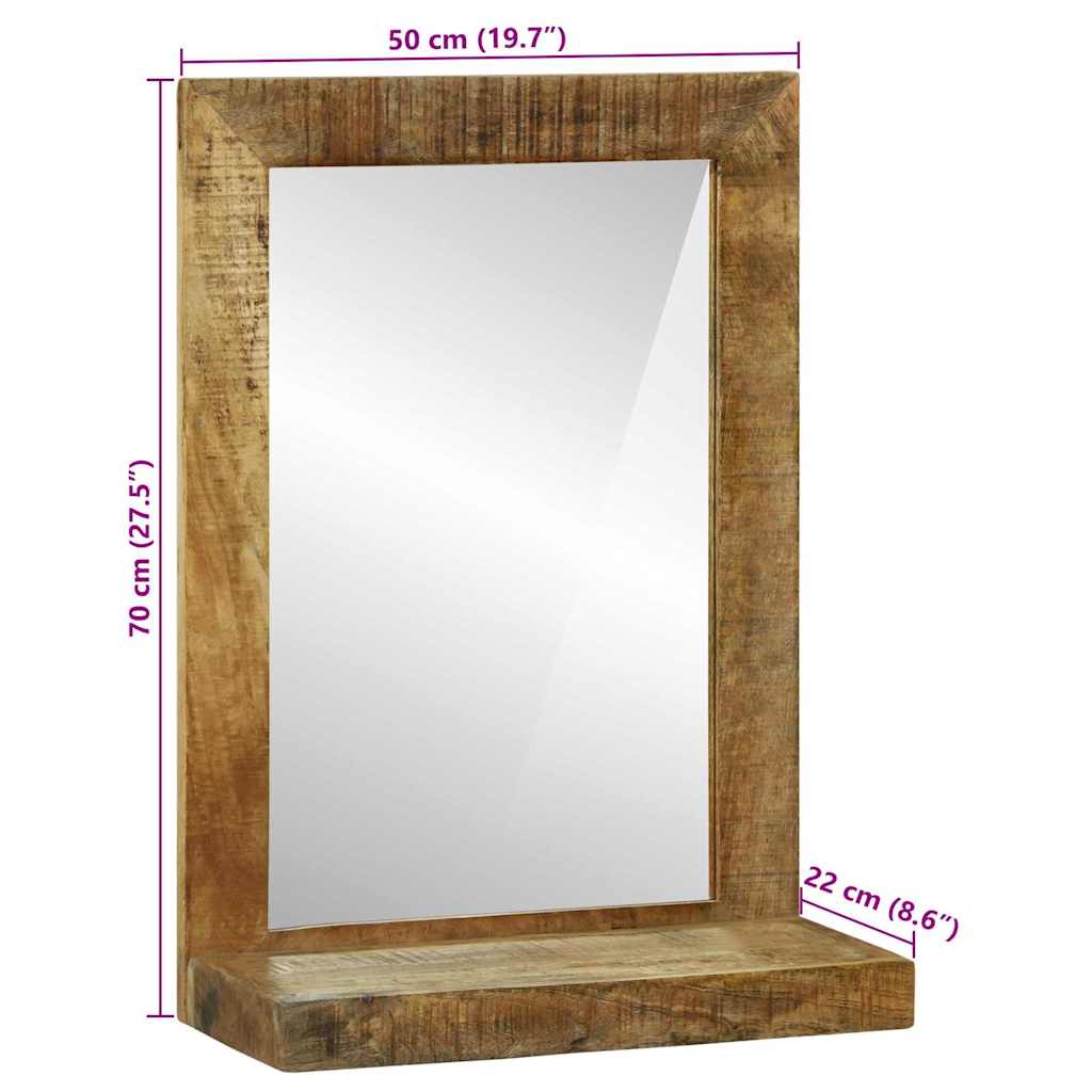 Zrcalo za kupaonicu Smeđa 50 x 22 x 70 cm Čvrsto drvo manga