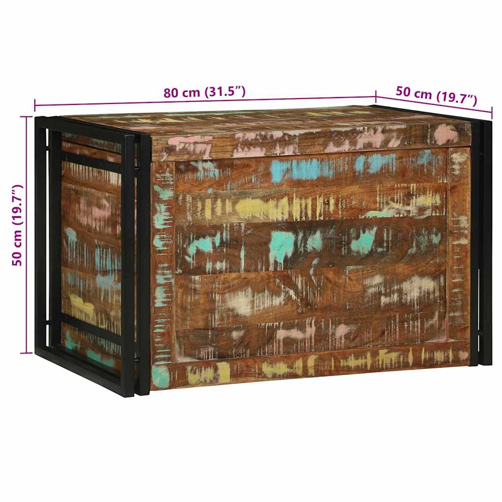 Kutija za spremanje s pohranom 80 x 50 x 50 cm obnovljeno drvo