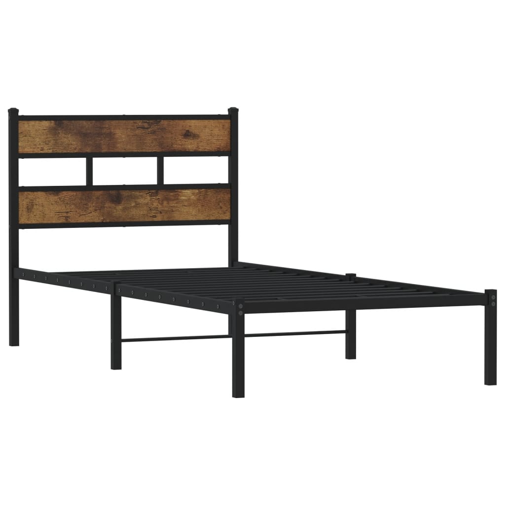 Metalni okvir kreveta bez madraca boja hrasta 75x190 cm