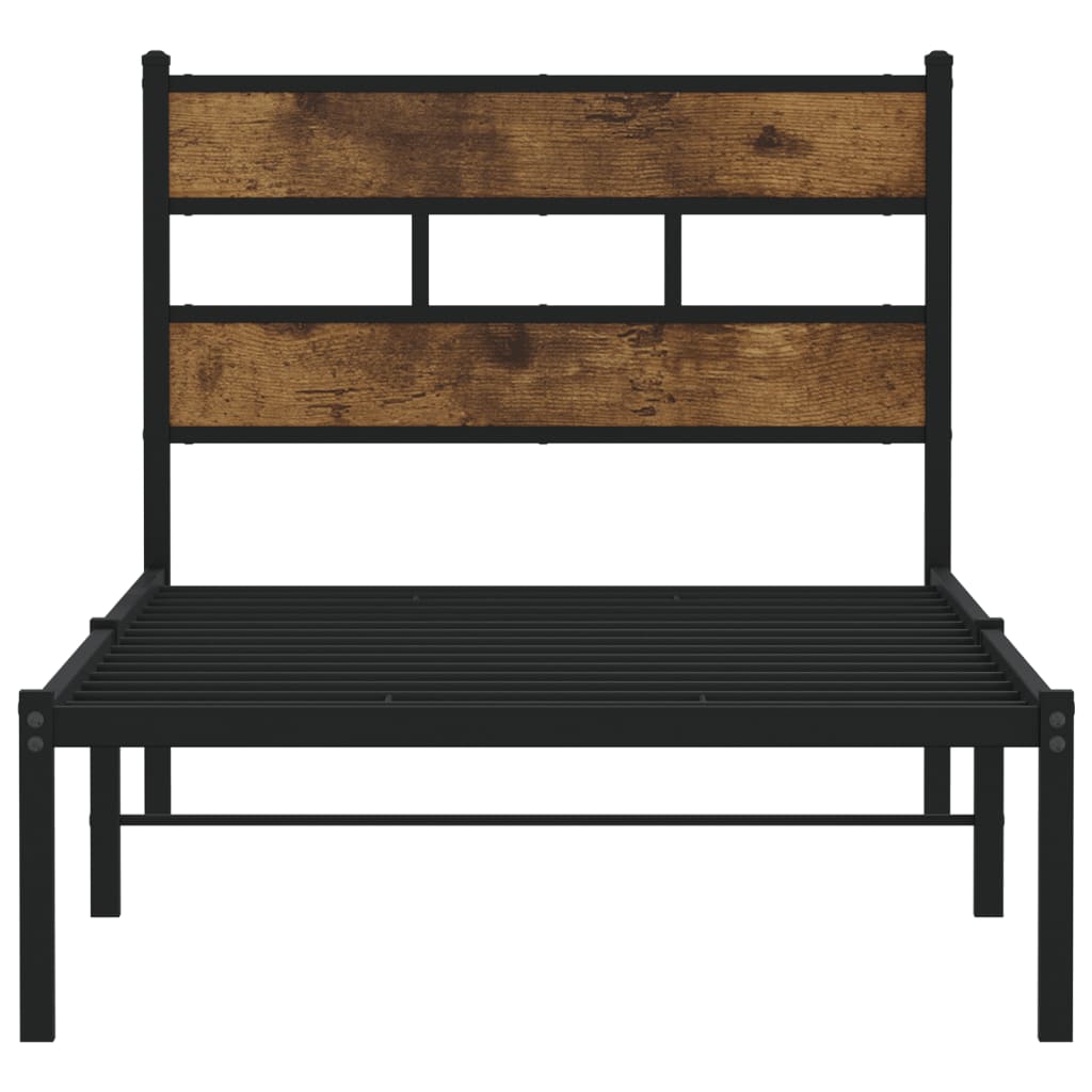 Metalni okvir kreveta bez madraca boja hrasta 75x190 cm