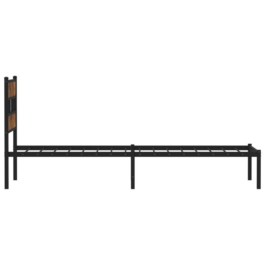 Metalni okvir kreveta bez madraca boja hrasta 75x190 cm