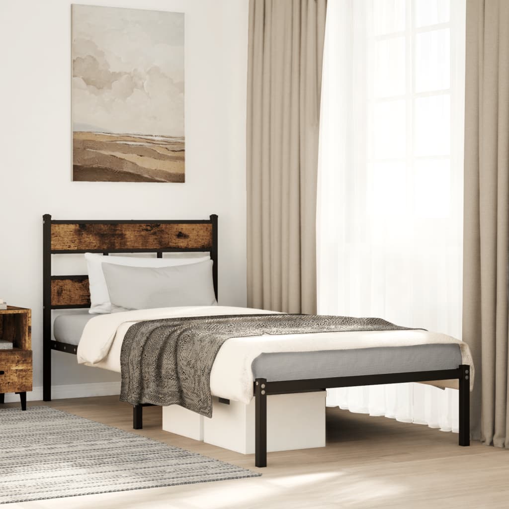 Metalni okvir kreveta bez madraca boja hrasta 100x190 cm