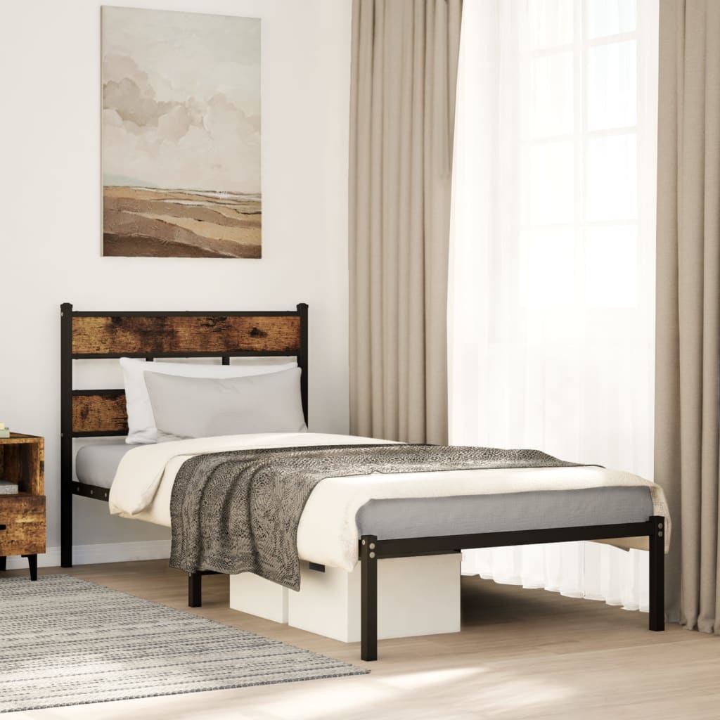 Metalni okvir kreveta bez madraca boja hrasta 107x203 cm