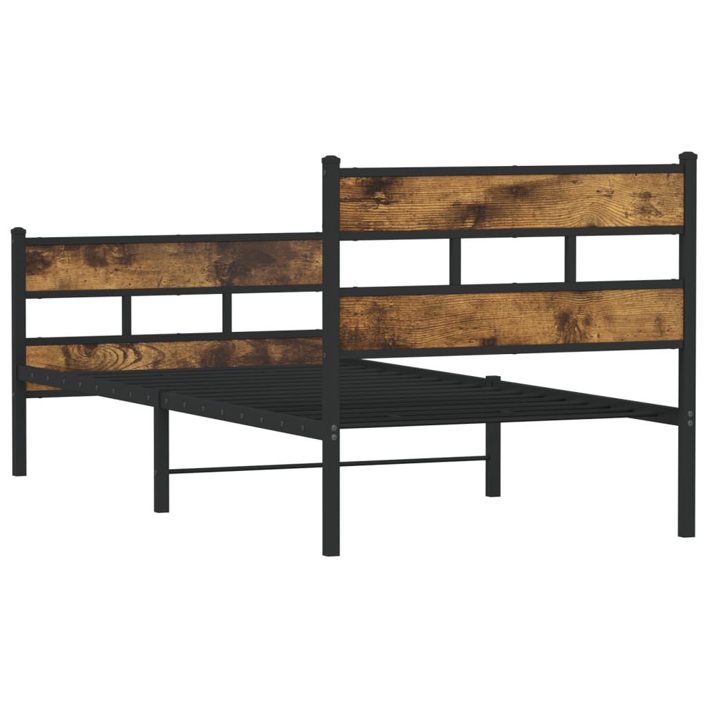 Metalni okvir kreveta bez madraca boja hrasta 75x190 cm