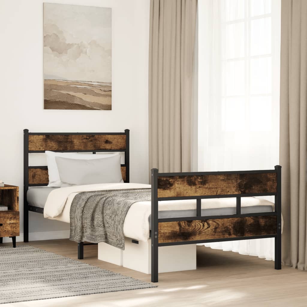 Metalni okvir kreveta bez madraca boja hrasta 100x200 cm