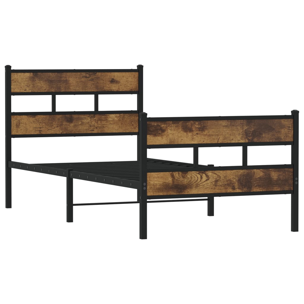 Metalni okvir kreveta bez madraca boja hrasta 107x203 cm
