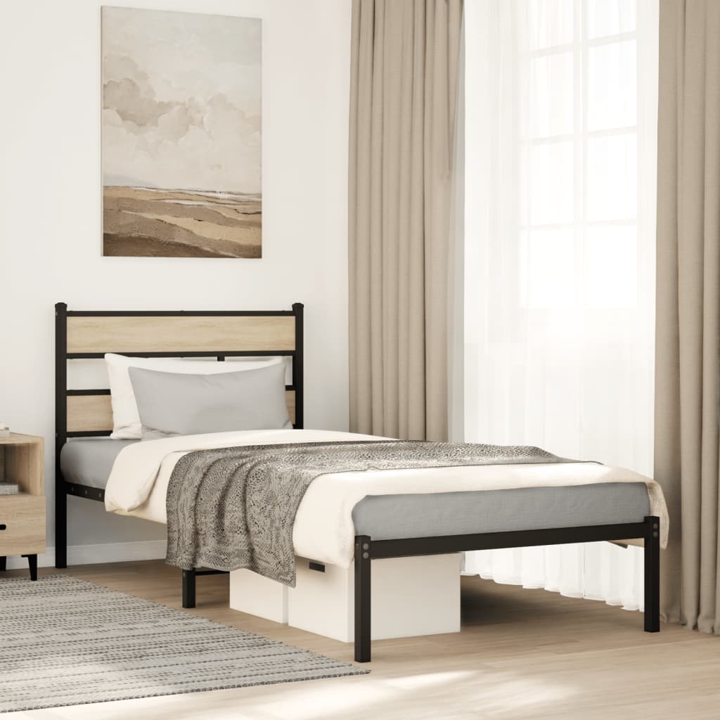 Metalni okvir kreveta bez madraca boja hrasta sonome 75x190 cm