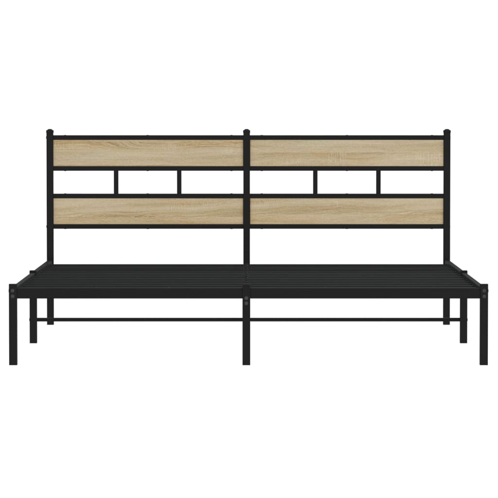 Metalni okvir kreveta bez madraca boja hrasta sonome 183x213 cm
