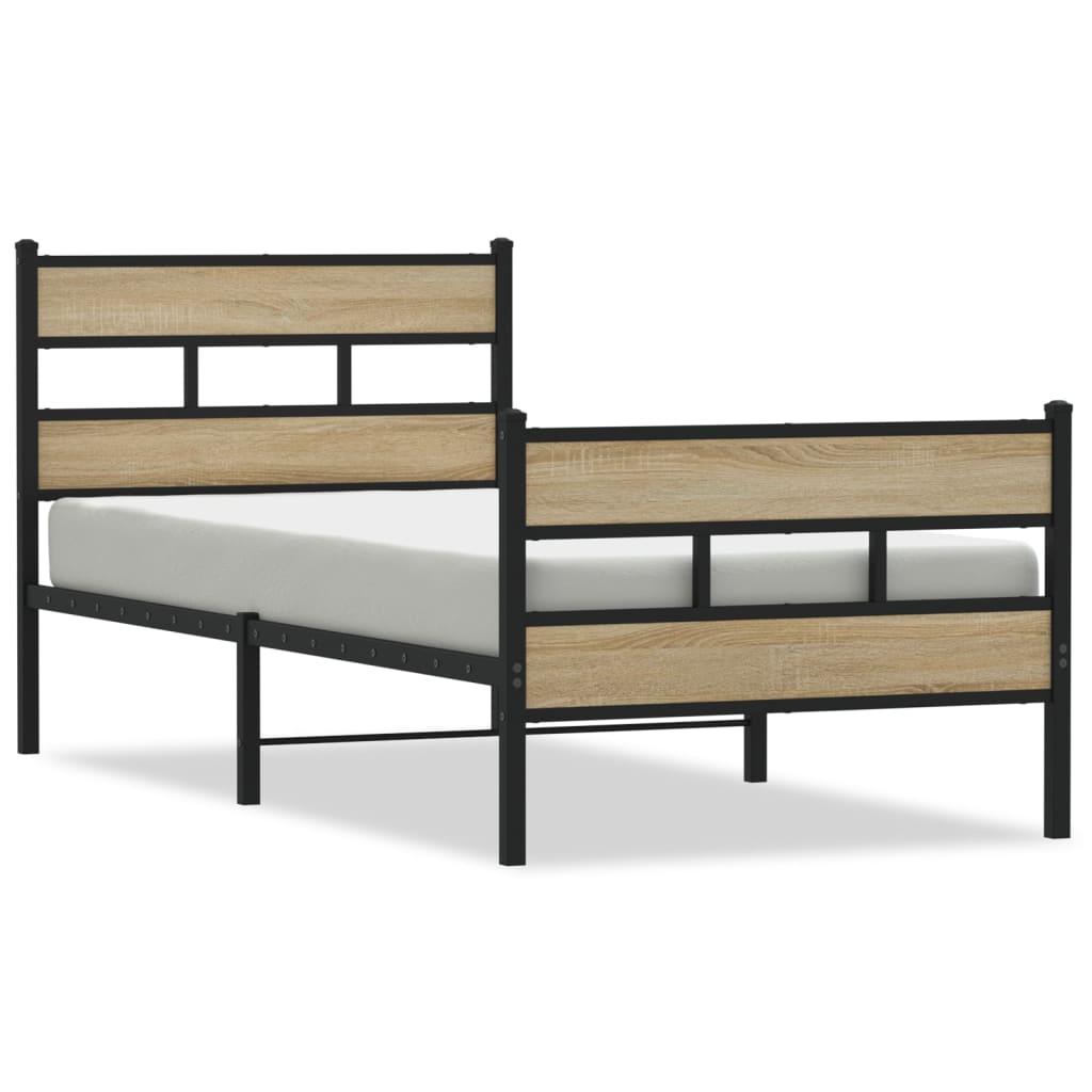 Metalni okvir kreveta bez madraca boja hrasta sonome 80x200 cm