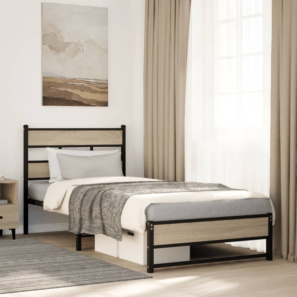 Metalni okvir kreveta bez madraca boja hrasta sonome 107x203 cm