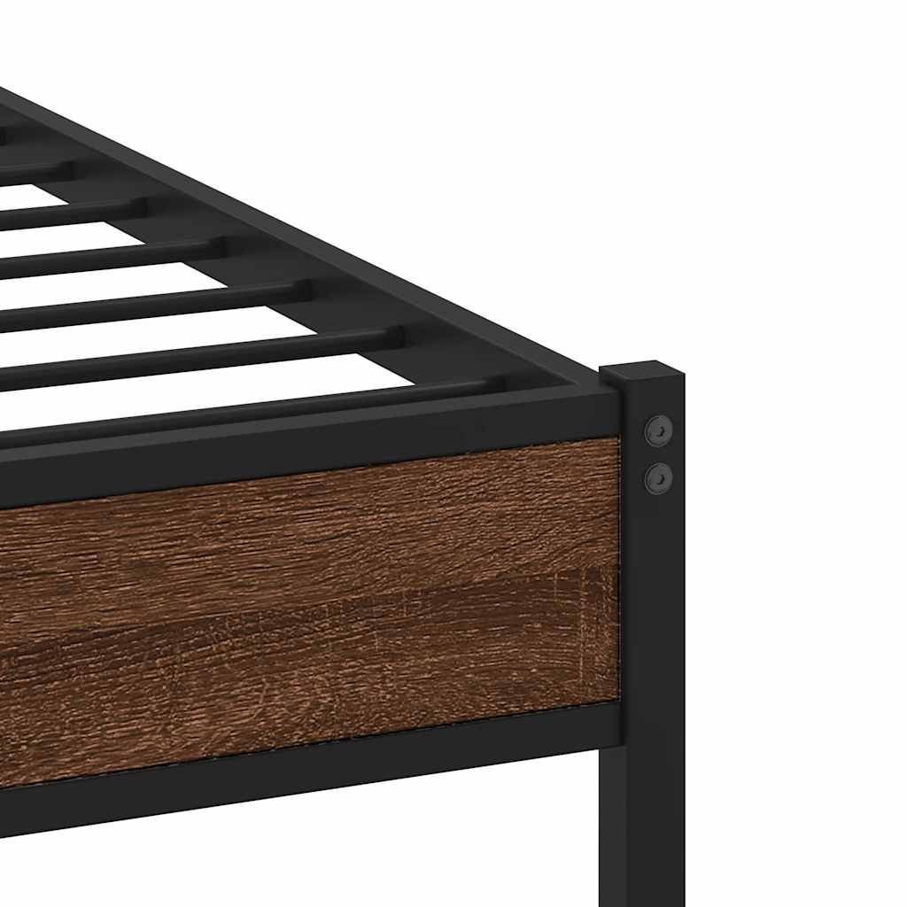 Metalni okvir kreveta bez madraca smeđi hrast 100x200 cm