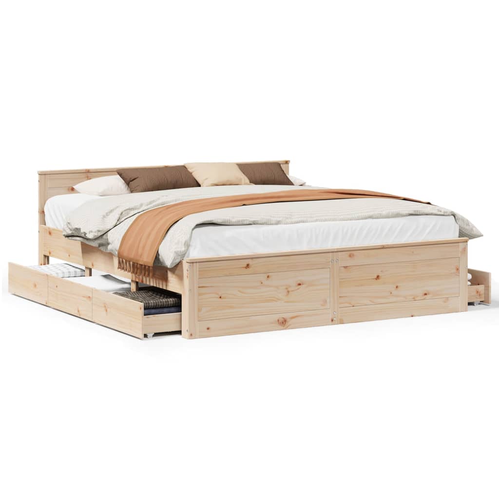 Okvir kreveta bez madraca s uzglavljem 180 x 200 cm od borovine