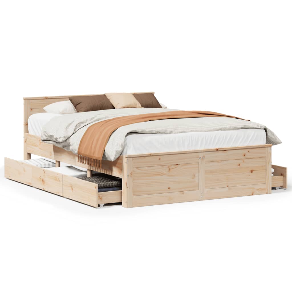 Okvir kreveta bez madraca s uzglavljem 160 x 200 cm od borovine