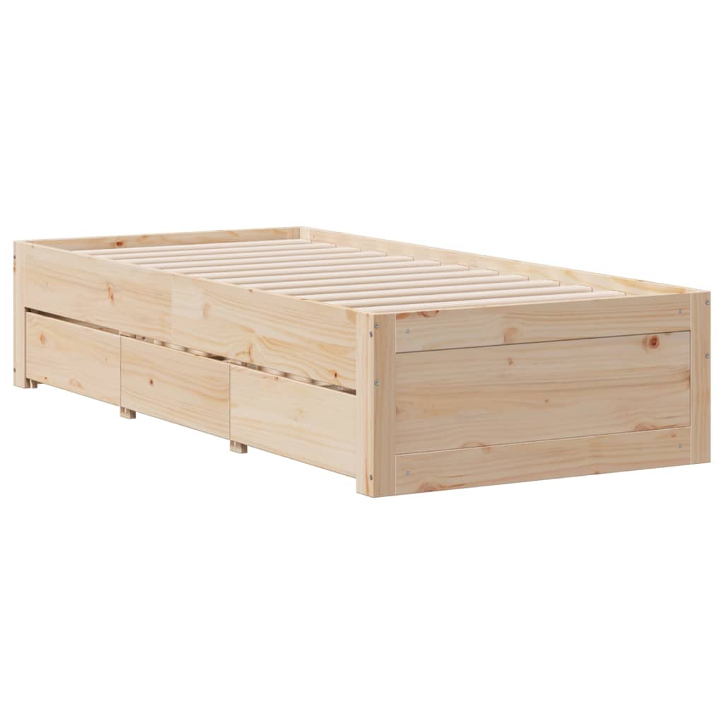 Okvir kreveta bez madraca s ladicama 75 x 190 cm od borovine