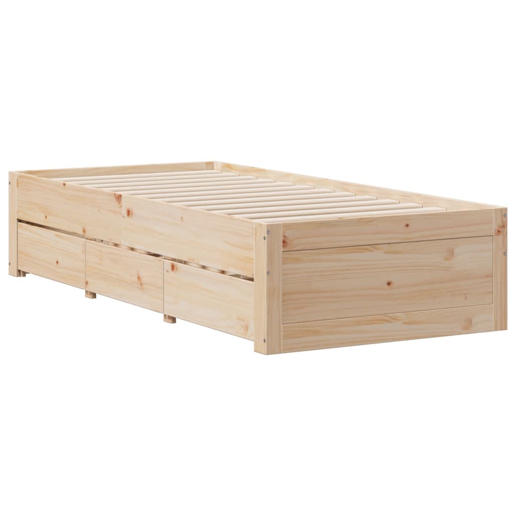 Okvir kreveta bez madraca s ladicama 75 x 190 cm od borovine