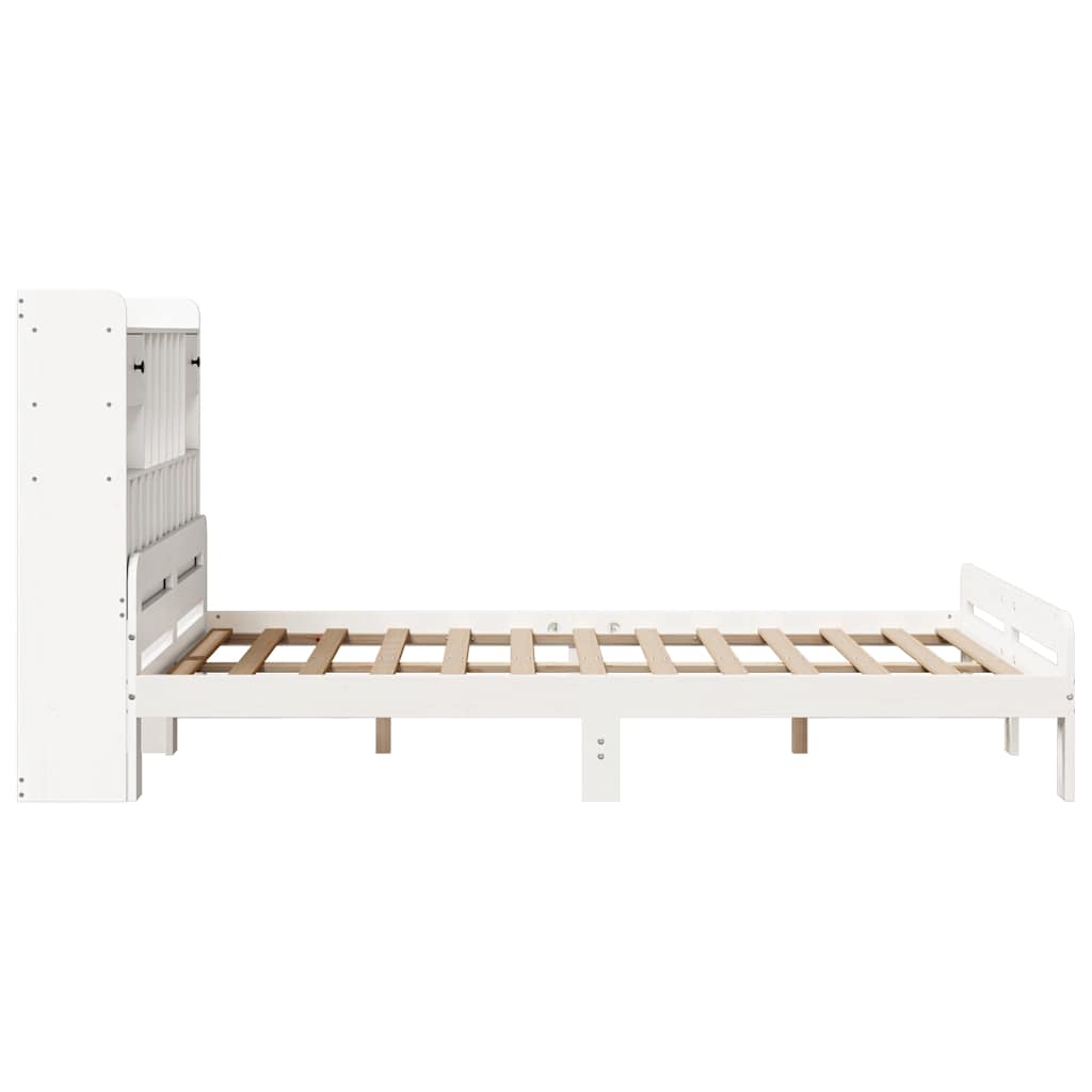 Krevet s regalom z knjige bez madraca bijeli 140x190cm borovina