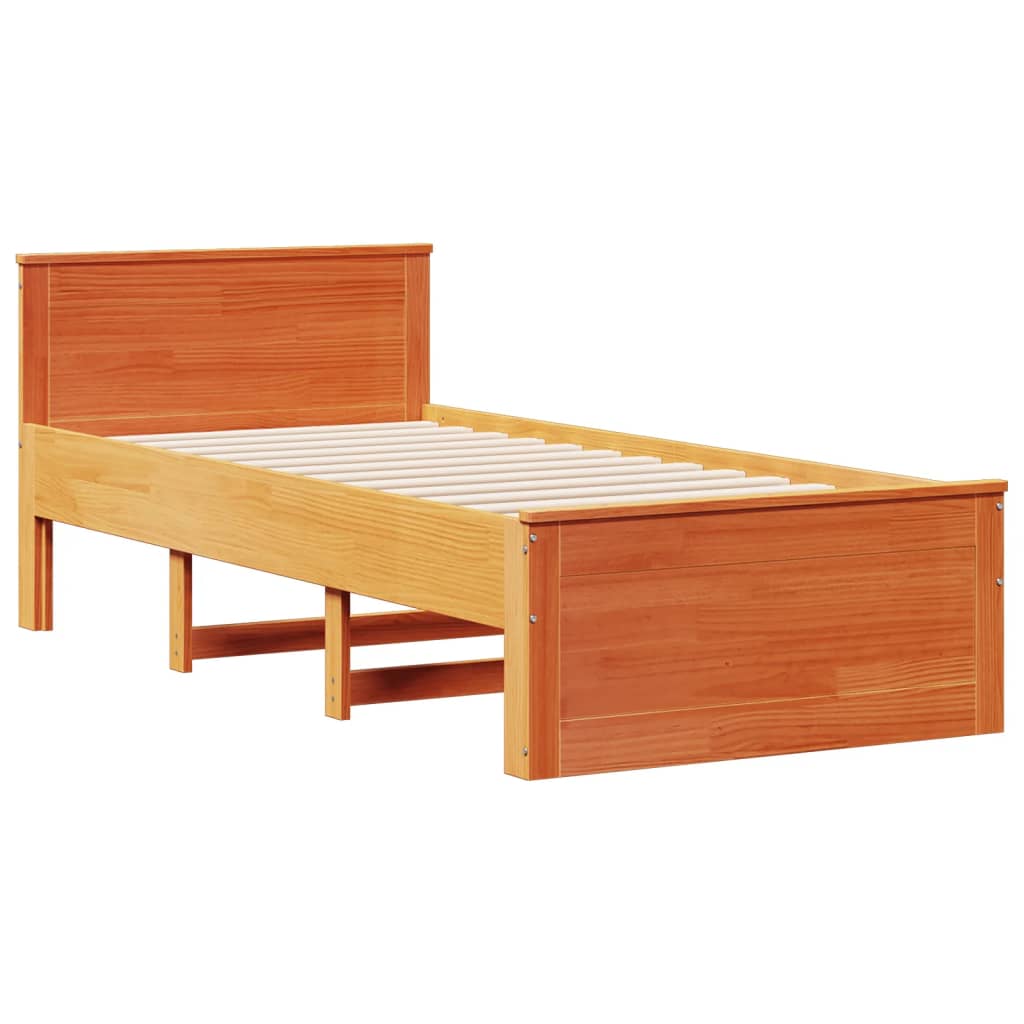Krevet s regalom za knjige bez madraca 100 x 200 cm od borovine