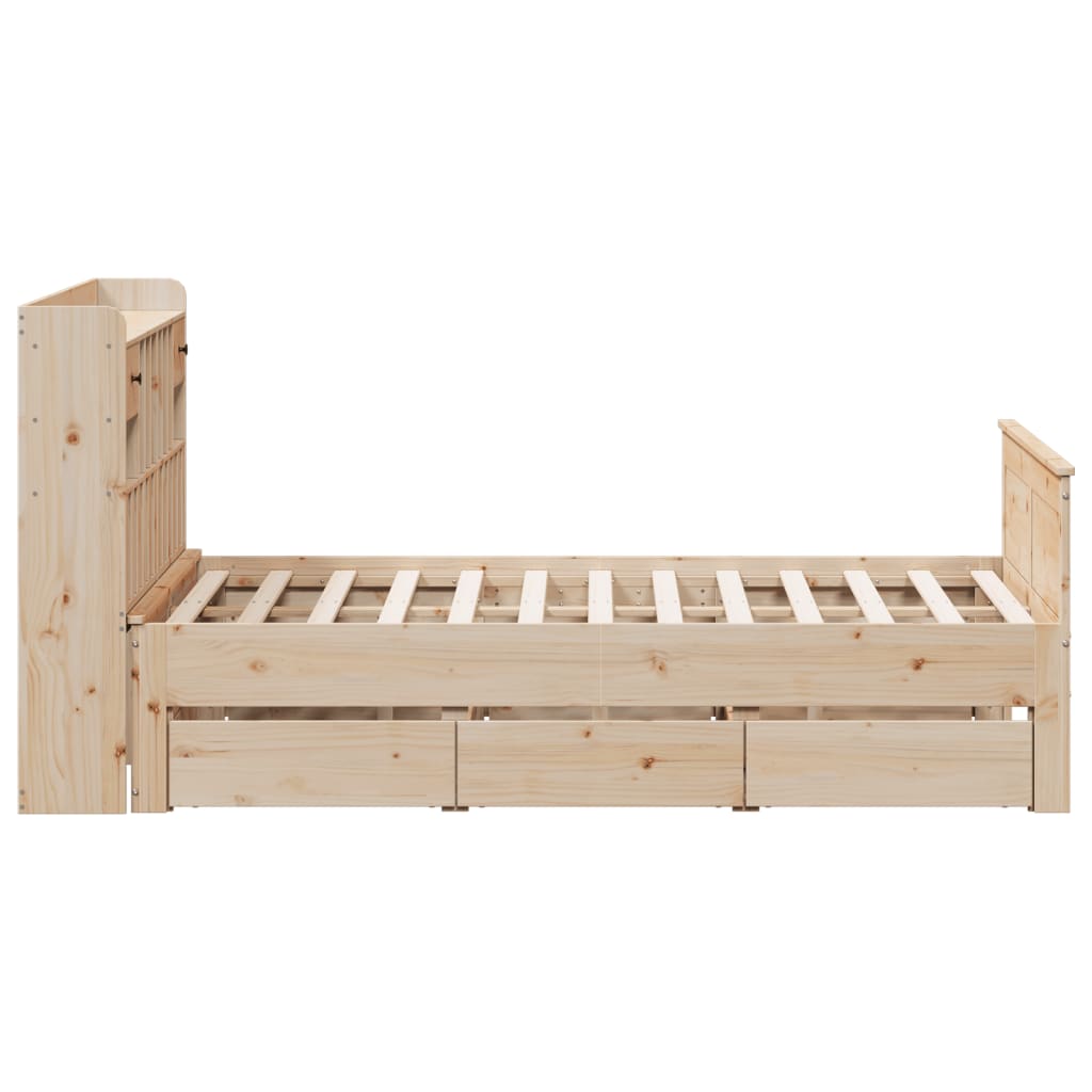 Krevet s regalom za knjige bez madraca 140x190 cm od borovine