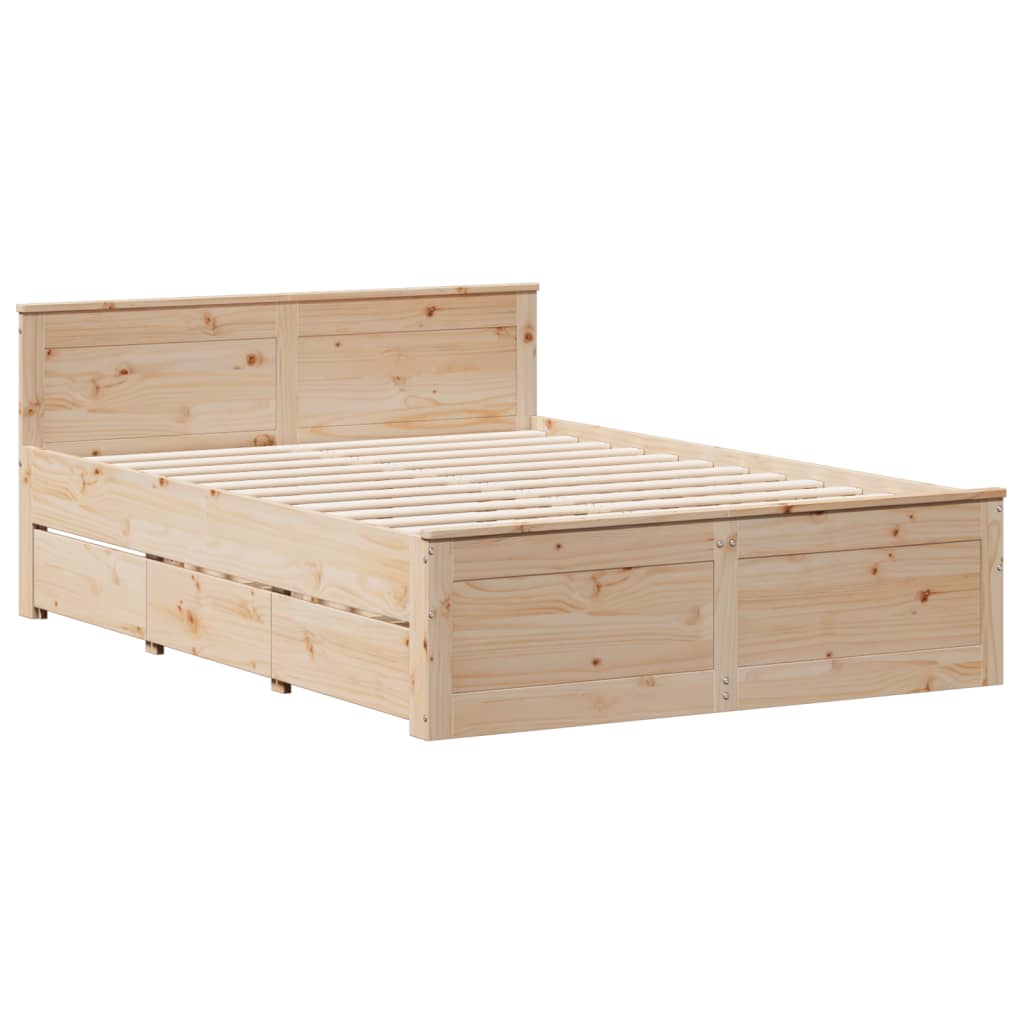 Krevet s regalom za knjige bez madraca 140x190 cm od borovine