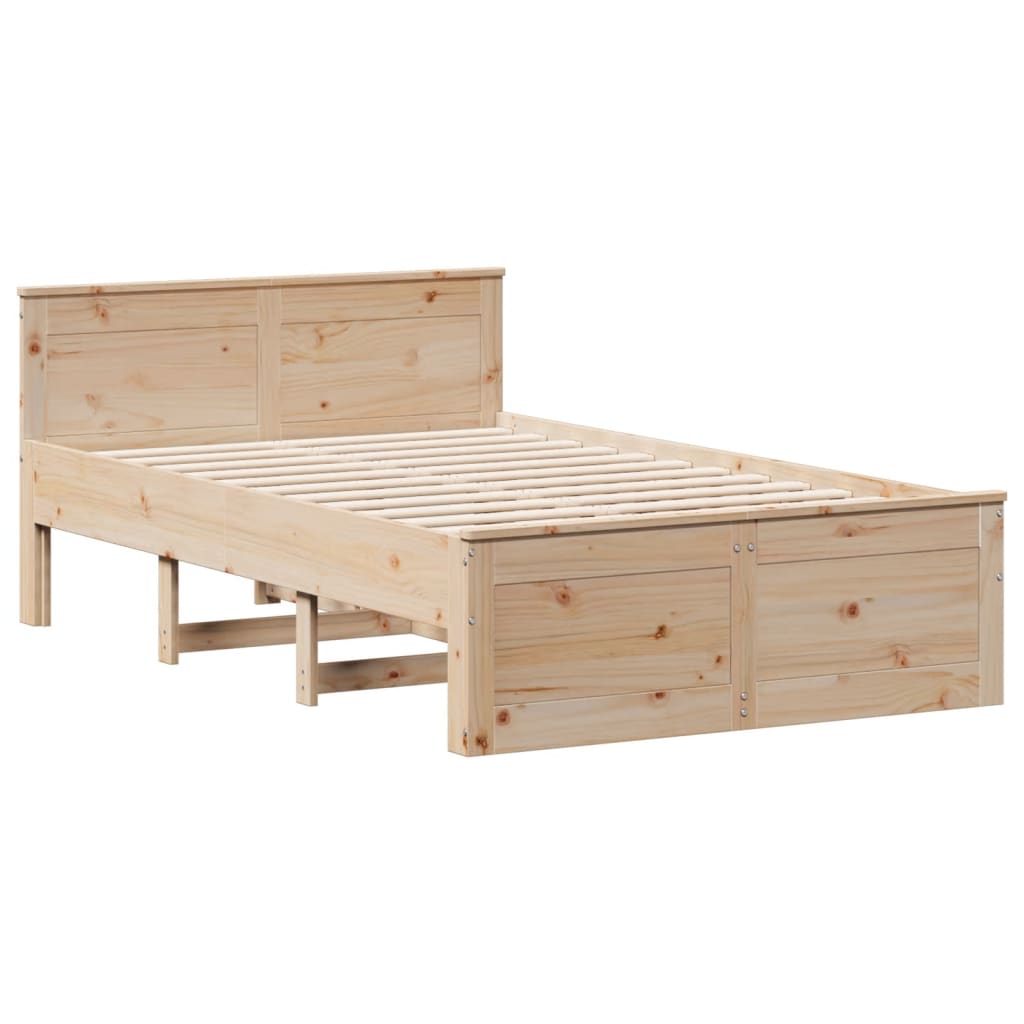 Krevet s regalom za knjige bez madraca 135x190 cm od borovine