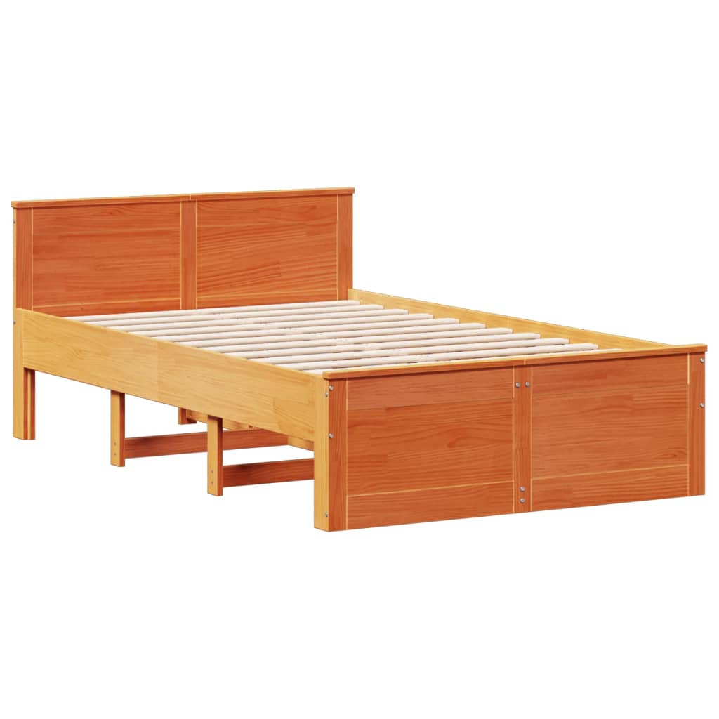 Krevet s regalom za knjige bez madraca 135 x 190 cm od borovine