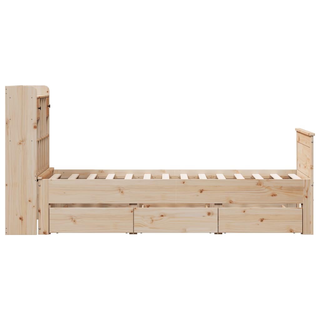 Krevet s regalom za knjige bez madraca 90x190 cm od borovine