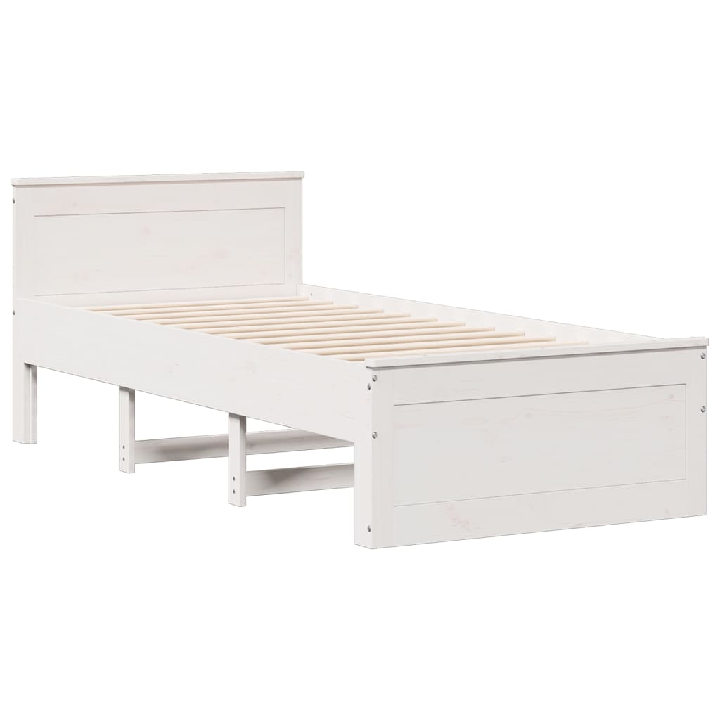 Krevet s regalom za knjige bez madraca bijeli 90x190cm borovina