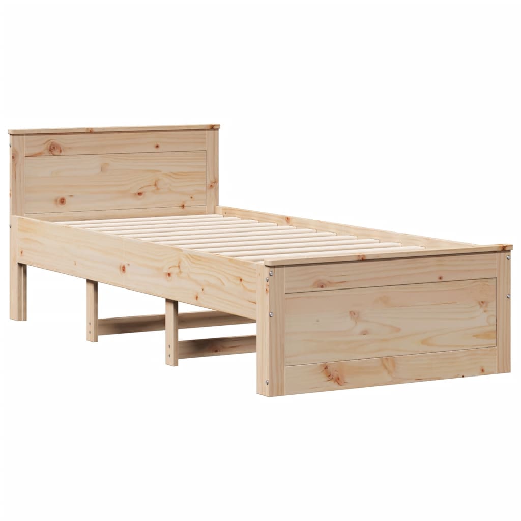 Krevet s regalom za knjige bez madraca 75x190 cm borovina