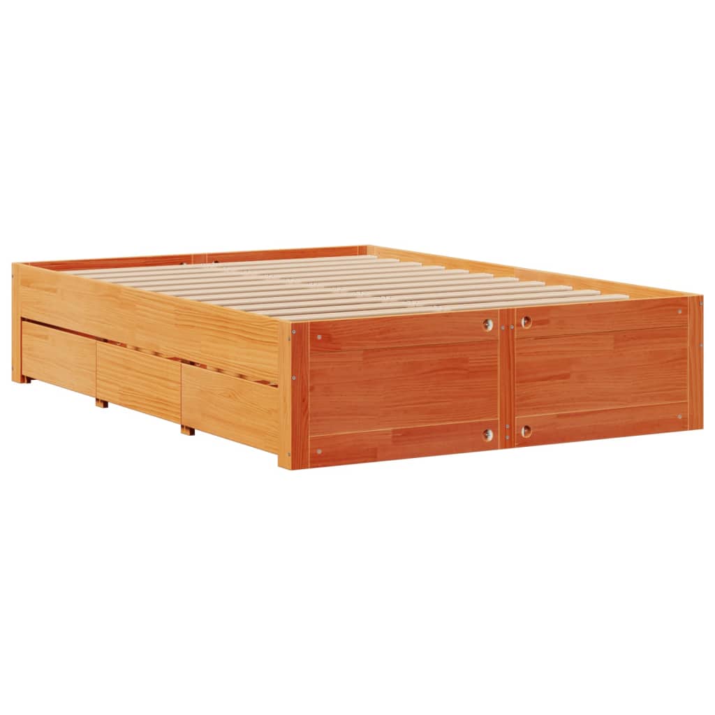 Krevet s regalom za knjige bez madraca 150x200 cm od borovine