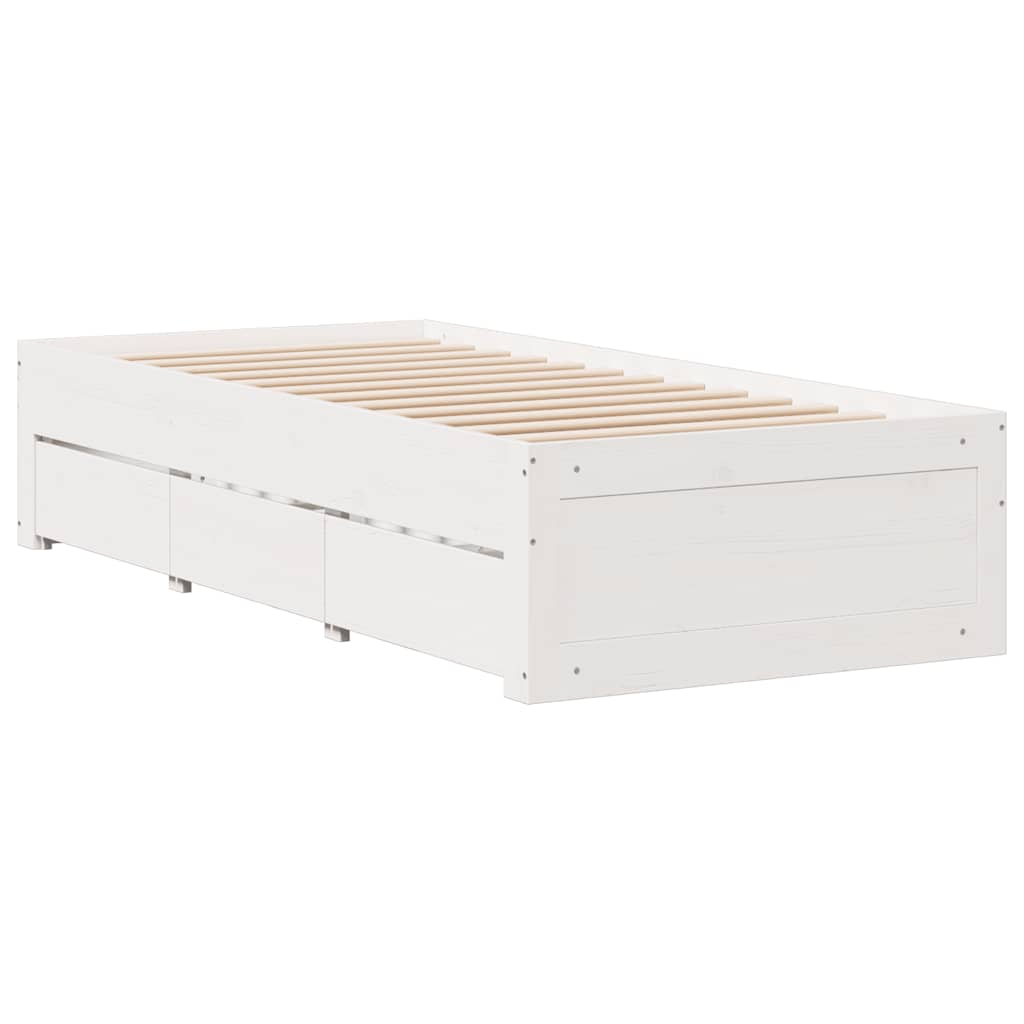 Krevet s regalom za knjige bez madraca bijeli 90x200cm borovina