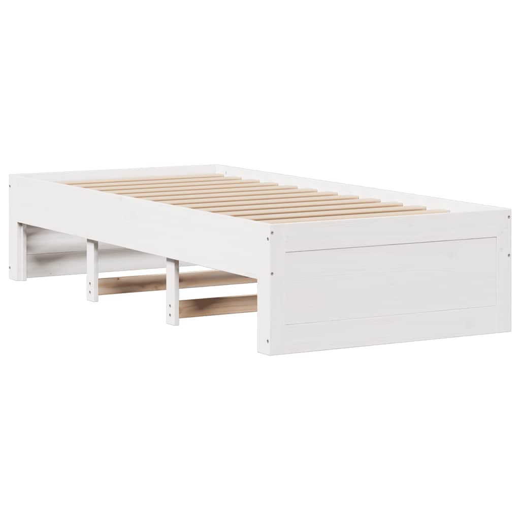 Krevet s regalom za knjige bez madraca bijeli 90x200cm borovina
