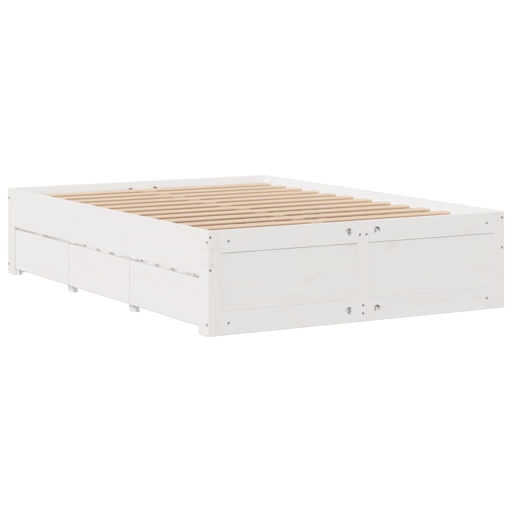 Krevet s regalom z knjige bez madraca bijeli 140x190cm borovina