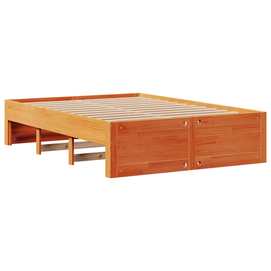 Krevet s regalom za knjige bez madraca 140 x 190 cm od borovine
