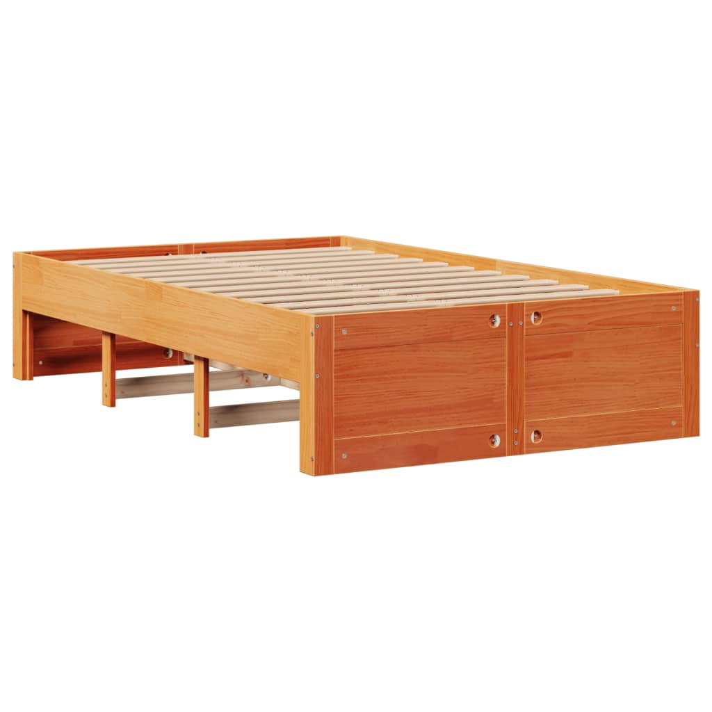 Krevet s regalom za knjige bez madraca 135 x 190 cm od borovine