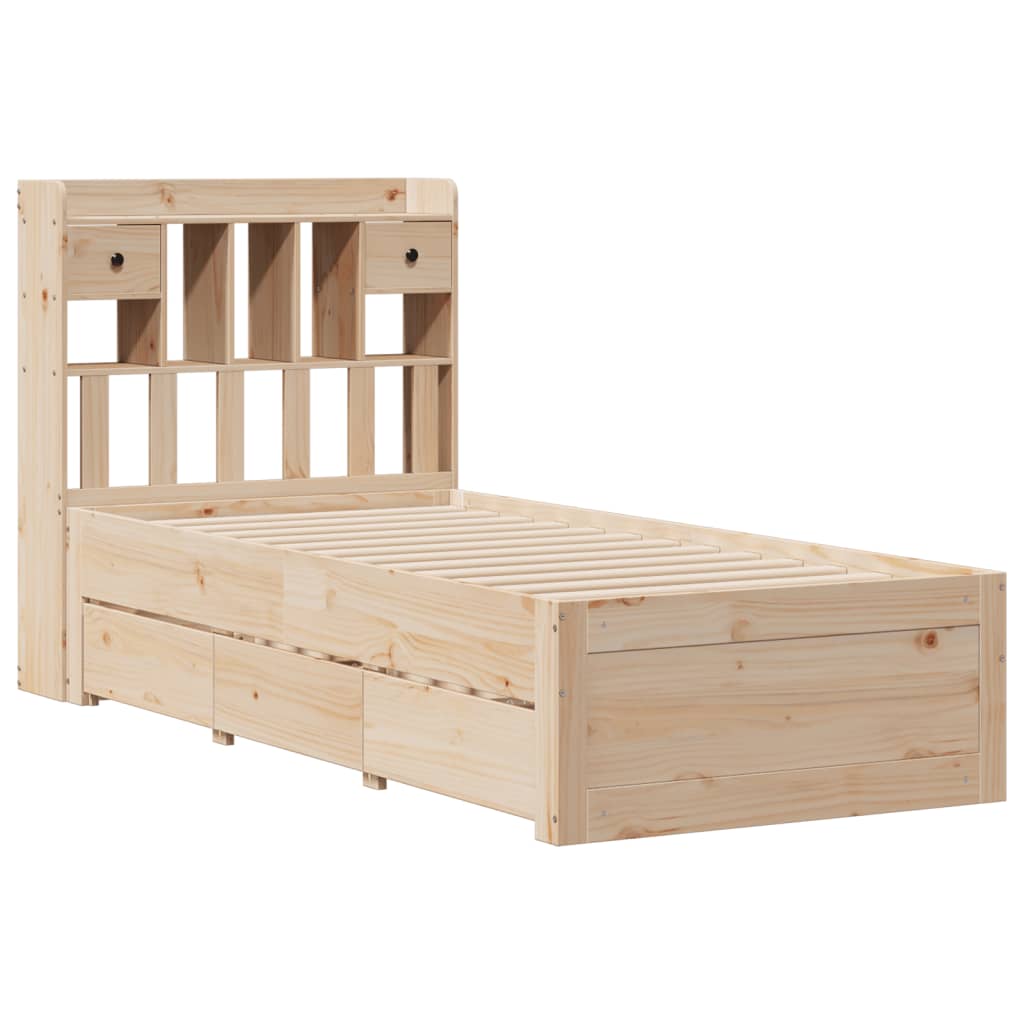 Krevet s regalom za knjige bez madraca 75x190 cm borovina