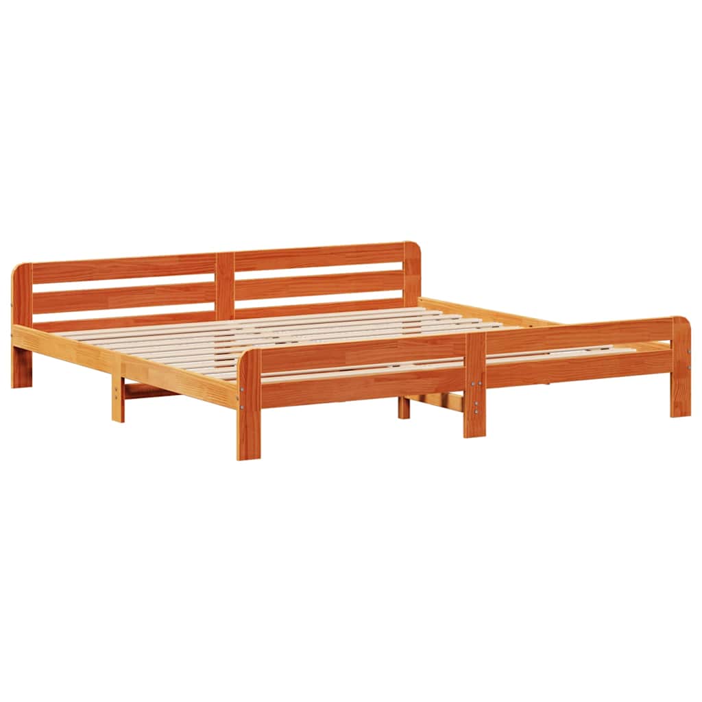 Okvir kreveta bez madraca voštano smeđi 200x200 cm od borovine