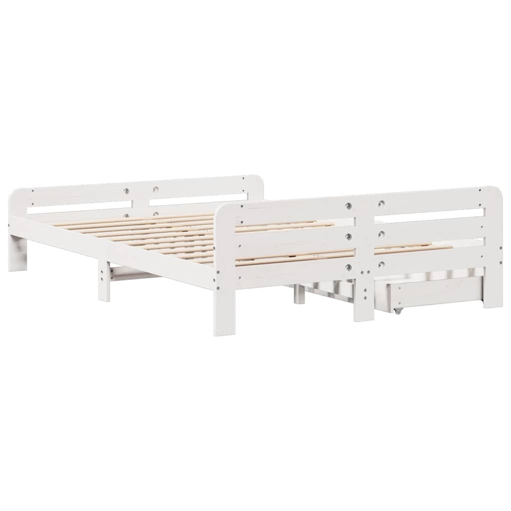 Okvir kreveta bez madraca bijeli 140x200 cm od masivne borovine