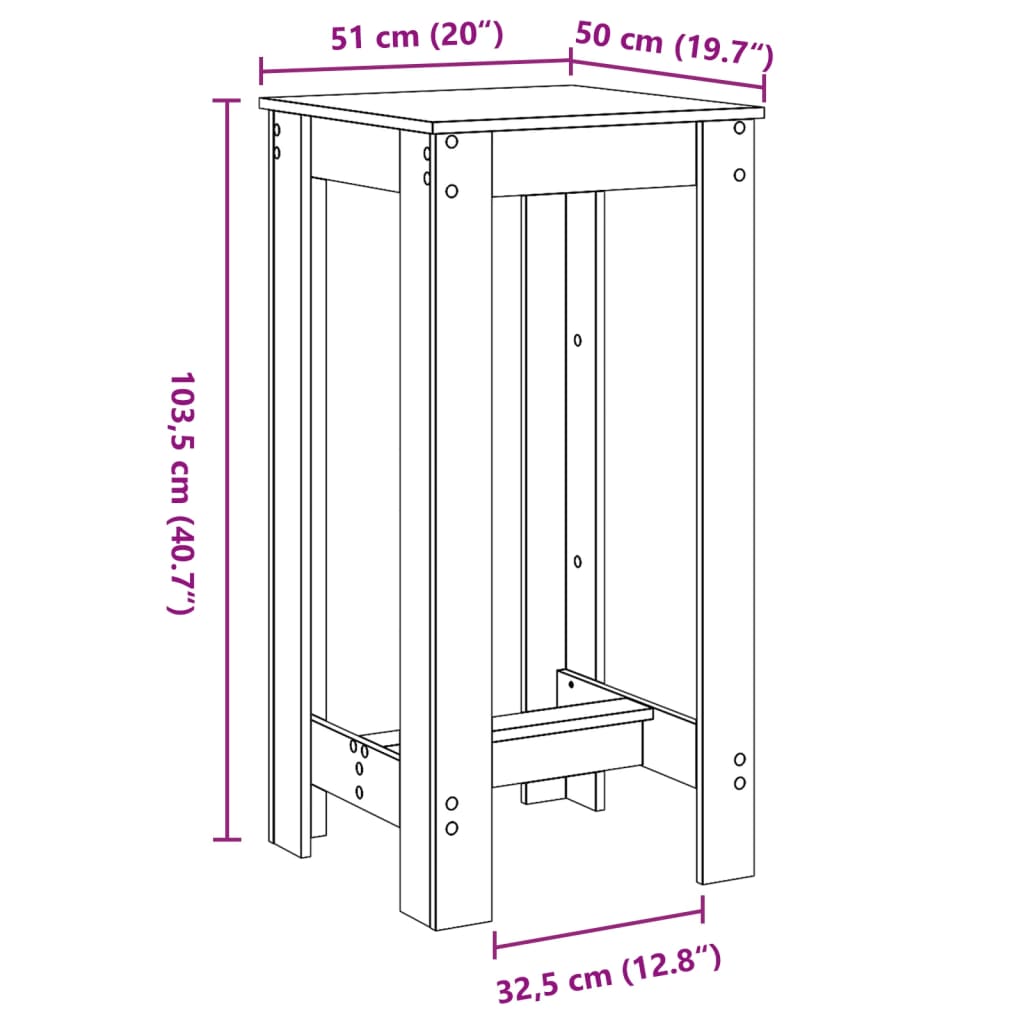 Barski stol boja staro drvo 51x50x103,5cm od konstruiranog drva