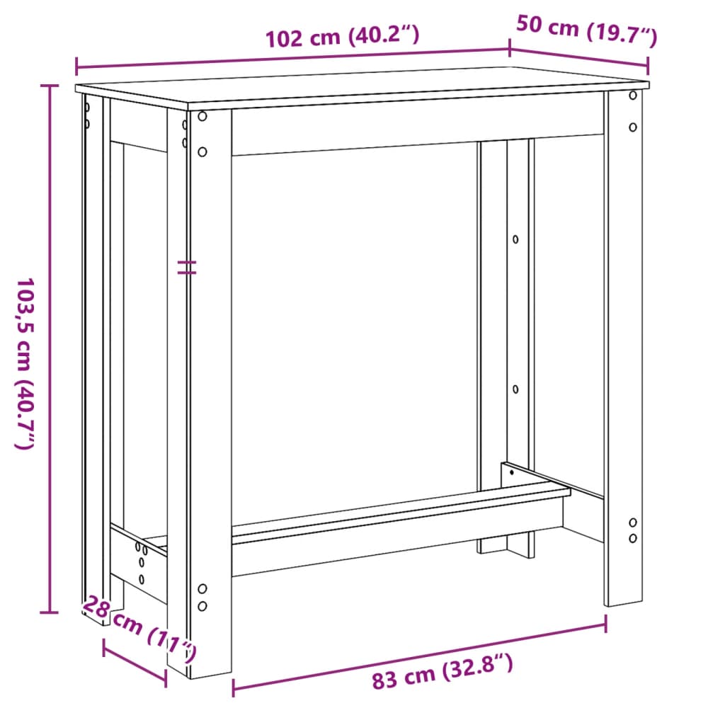 Barski stol crni 102 x 50 x 103,5 cm od konstruiranog drva