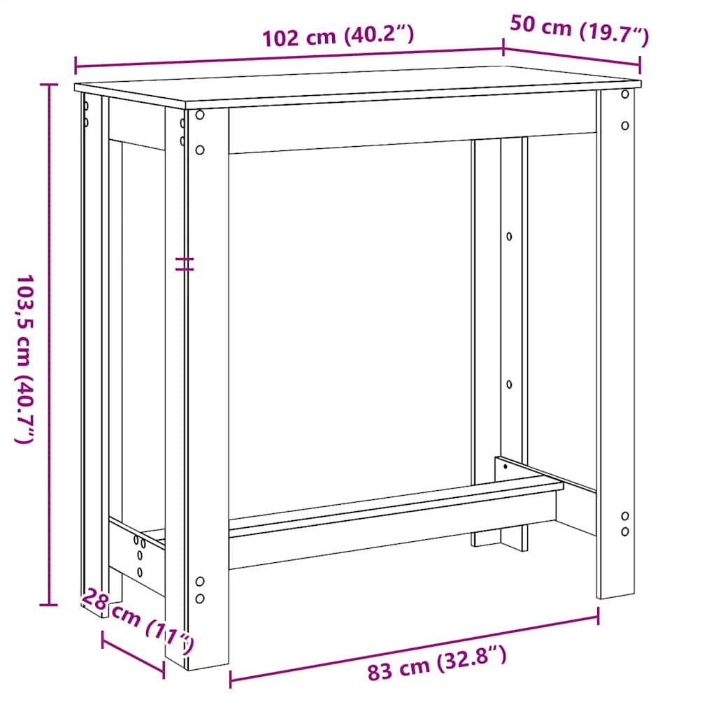 Barski stol boja hrasta 102 x 50 x 103,5 cm konstruirano drvo