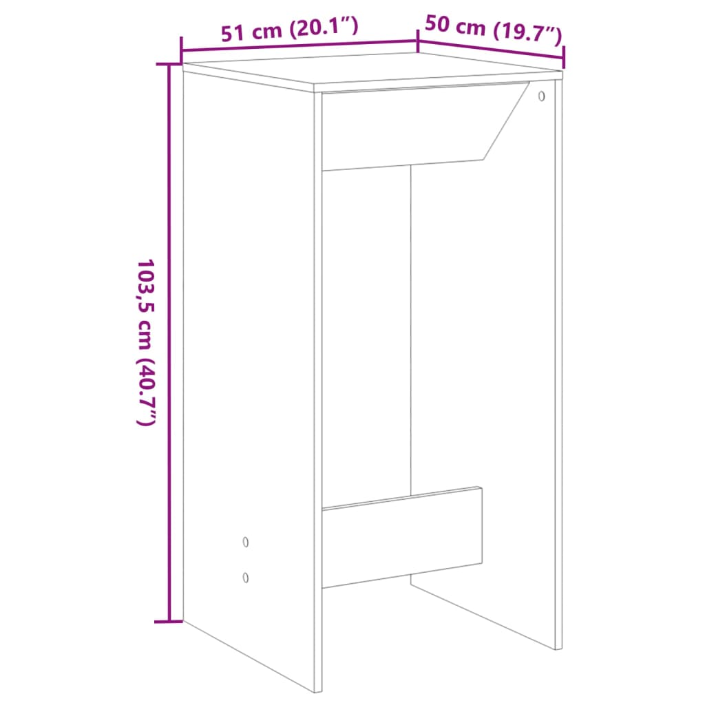 Barski stol siva boja hrasta 51x50x103,5 cm konstruirano drvo