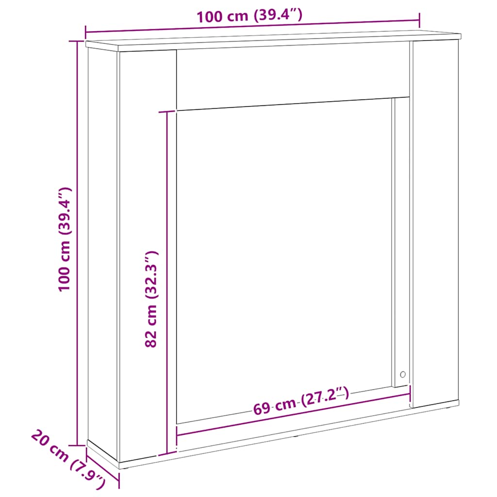 Okvir za kamin boja hrasta 100x20x100 cm od konstruiranog drva